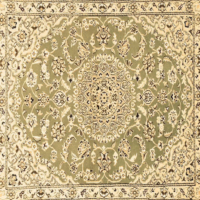 Square Machine Washable Medallion Brown Traditional Rug, wshtr1471brn