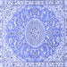 Square Medallion Blue Traditional Rug, tr1471blu