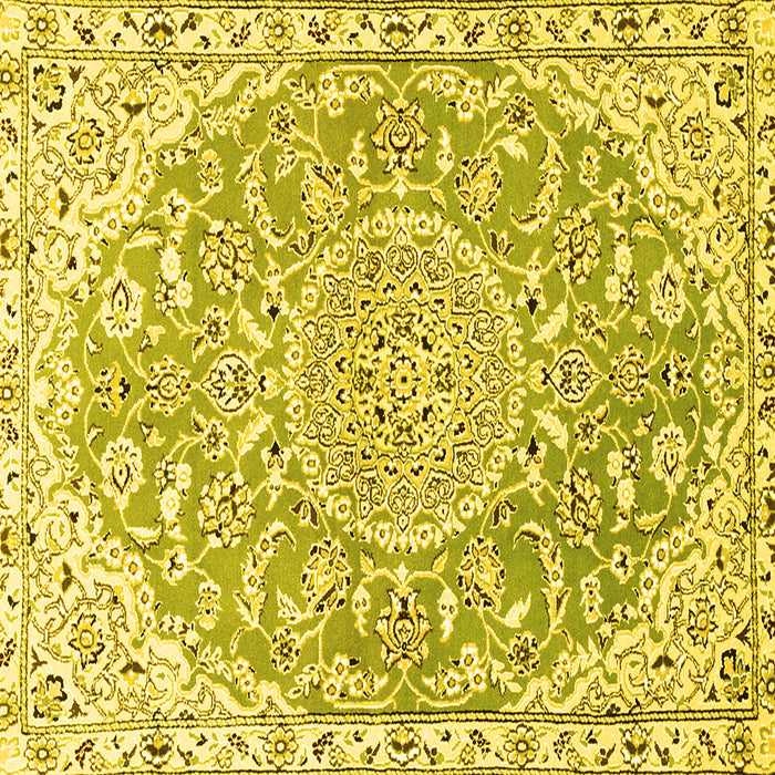 Square Medallion Yellow Traditional Rug, tr1471yw