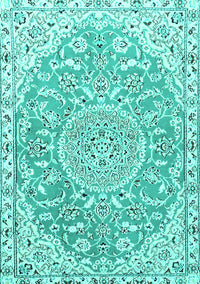 Medallion Turquoise Traditional Rug, tr1471turq