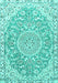 Medallion Turquoise Traditional Rug, tr1471turq