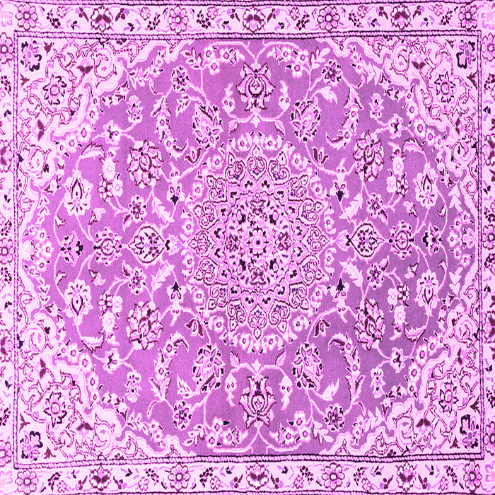 Square Machine Washable Medallion Pink Traditional Rug, wshtr1471pnk