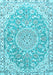 Machine Washable Medallion Light Blue Traditional Rug, wshtr1471lblu