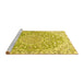 Sideview of Machine Washable Medallion Yellow Traditional Rug, wshtr1471yw