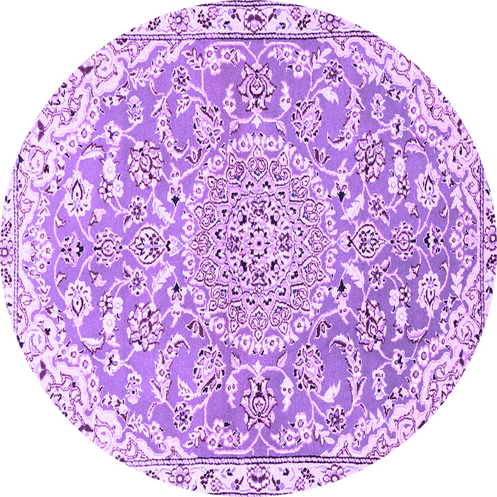Round Medallion Purple Traditional Rug, tr1471pur