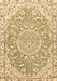 Machine Washable Medallion Brown Traditional Rug, wshtr1471brn