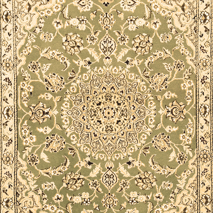 Machine Washable Medallion Brown Traditional Rug, wshtr1471brn