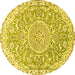 Round Medallion Yellow Traditional Rug, tr1471yw