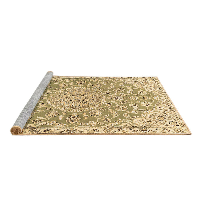 Sideview of Machine Washable Medallion Brown Traditional Rug, wshtr1471brn