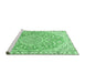 Sideview of Machine Washable Medallion Emerald Green Traditional Area Rugs, wshtr1471emgrn