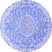 Round Medallion Blue Traditional Rug, tr1471blu