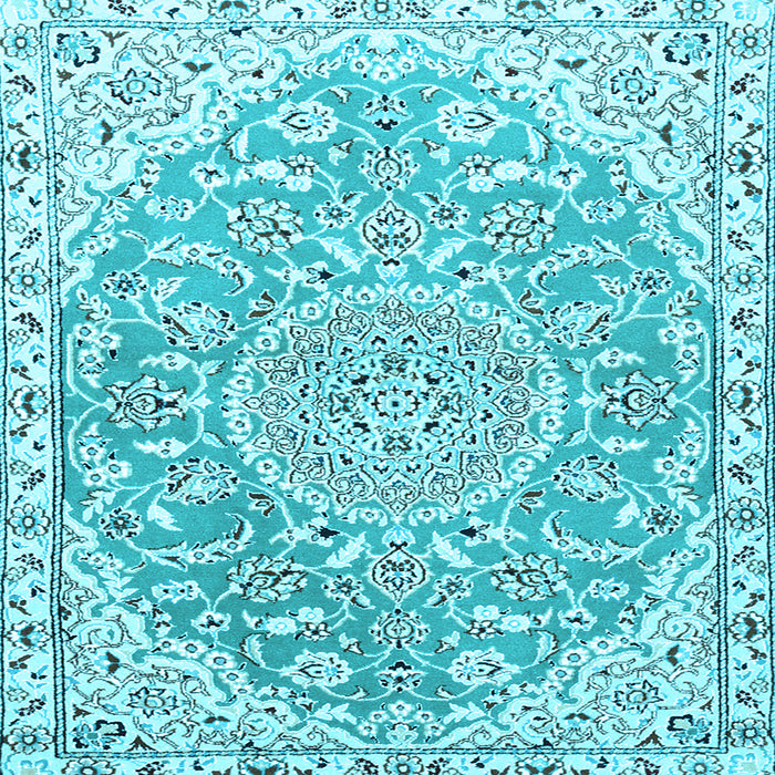 Square Medallion Light Blue Traditional Rug, tr1471lblu