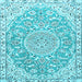 Square Medallion Light Blue Traditional Rug, tr1471lblu