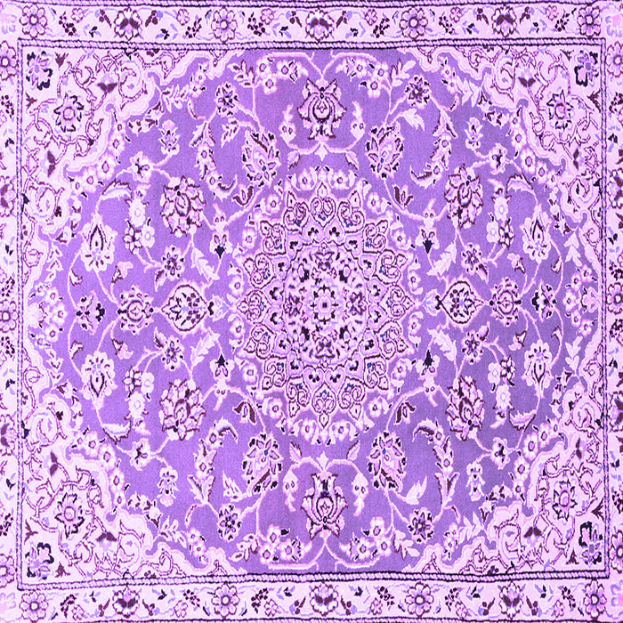 Square Machine Washable Medallion Purple Traditional Area Rugs, wshtr1471pur