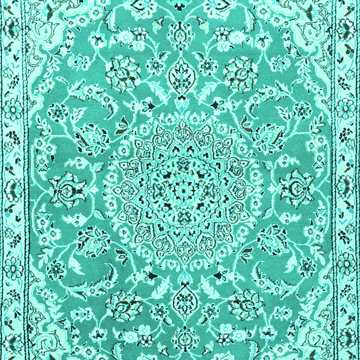 Machine Washable Medallion Turquoise Traditional Area Rugs, wshtr1471turq