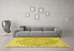 Machine Washable Medallion Yellow Traditional Rug in a Living Room, wshtr1471yw