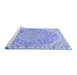 Sideview of Machine Washable Medallion Blue Traditional Rug, wshtr1471blu