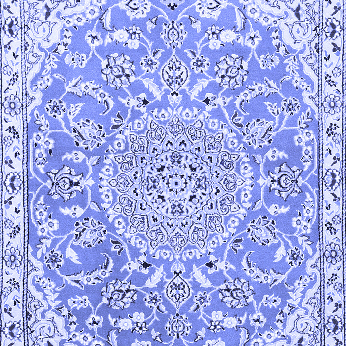 Machine Washable Medallion Blue Traditional Rug, wshtr1471blu