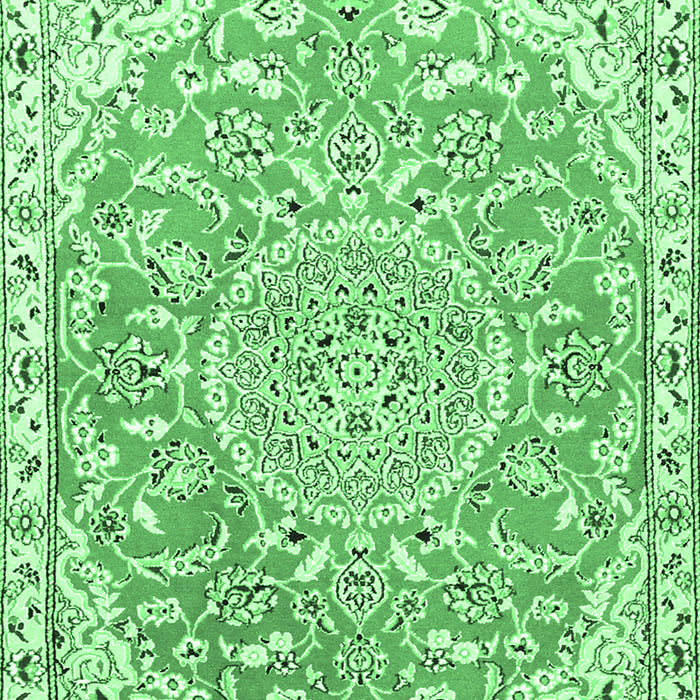 Machine Washable Medallion Emerald Green Traditional Area Rugs, wshtr1471emgrn