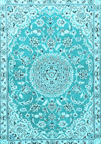 Medallion Light Blue Traditional Rug, tr1471lblu