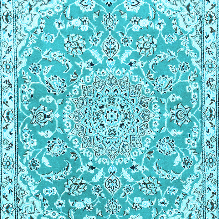 Medallion Light Blue Traditional Rug, tr1471lblu