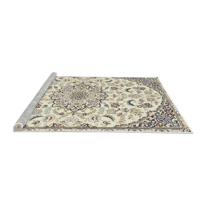 Sideview of Machine Washable Traditional Peach Beige Rug, wshtr1472