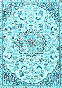 Medallion Light Blue Traditional Rug, tr1472lblu