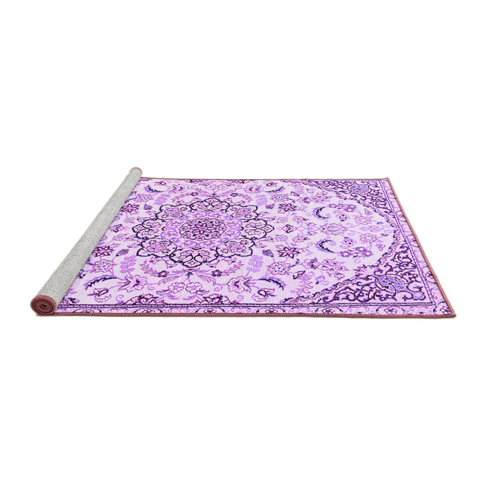 Sideview of Machine Washable Medallion Purple Traditional Area Rugs, wshtr1472pur