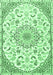 Machine Washable Medallion Emerald Green Traditional Area Rugs, wshtr1472emgrn