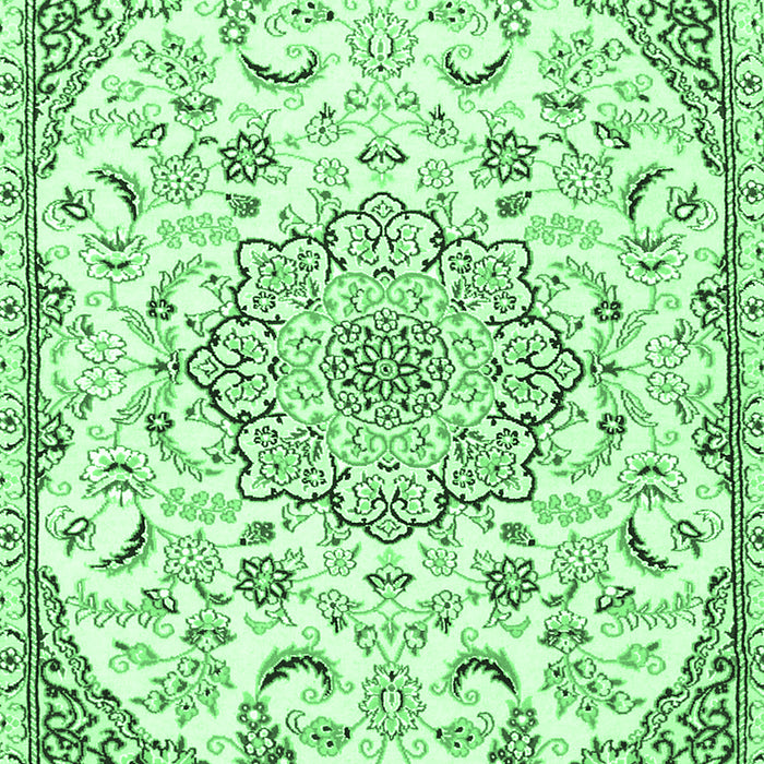 Machine Washable Medallion Emerald Green Traditional Area Rugs, wshtr1472emgrn