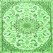 Round Machine Washable Medallion Green Traditional Area Rugs, wshtr1472grn