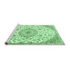 Sideview of Machine Washable Medallion Emerald Green Traditional Area Rugs, wshtr1472emgrn