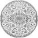 Machine Washable Medallion Gray Traditional Rug, wshtr1472gry