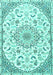 Machine Washable Medallion Turquoise Traditional Area Rugs, wshtr1472turq