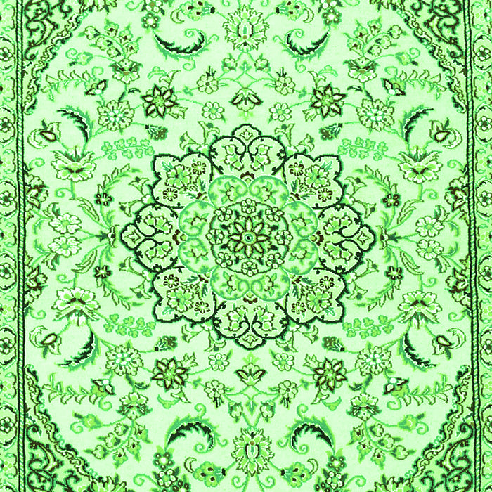 Serging Thickness of Machine Washable Medallion Green Traditional Area Rugs, wshtr1472grn