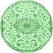 Round Medallion Emerald Green Traditional Rug, tr1472emgrn