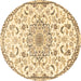 Round Medallion Brown Traditional Rug, tr1472brn