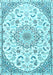 Machine Washable Medallion Light Blue Traditional Rug, wshtr1472lblu