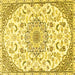 Square Medallion Yellow Traditional Rug, tr1472yw