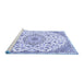 Sideview of Machine Washable Medallion Blue Traditional Rug, wshtr1472blu