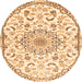 Machine Washable Medallion Orange Traditional Area Rugs, wshtr1472org