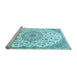 Sideview of Machine Washable Medallion Light Blue Traditional Rug, wshtr1472lblu