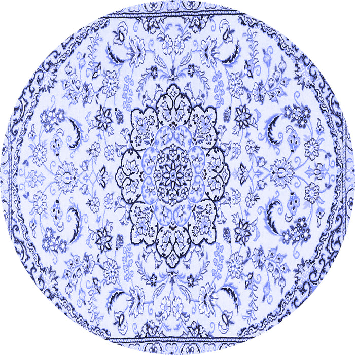 Round Medallion Blue Traditional Rug, tr1472blu