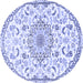 Round Medallion Blue Traditional Rug, tr1472blu