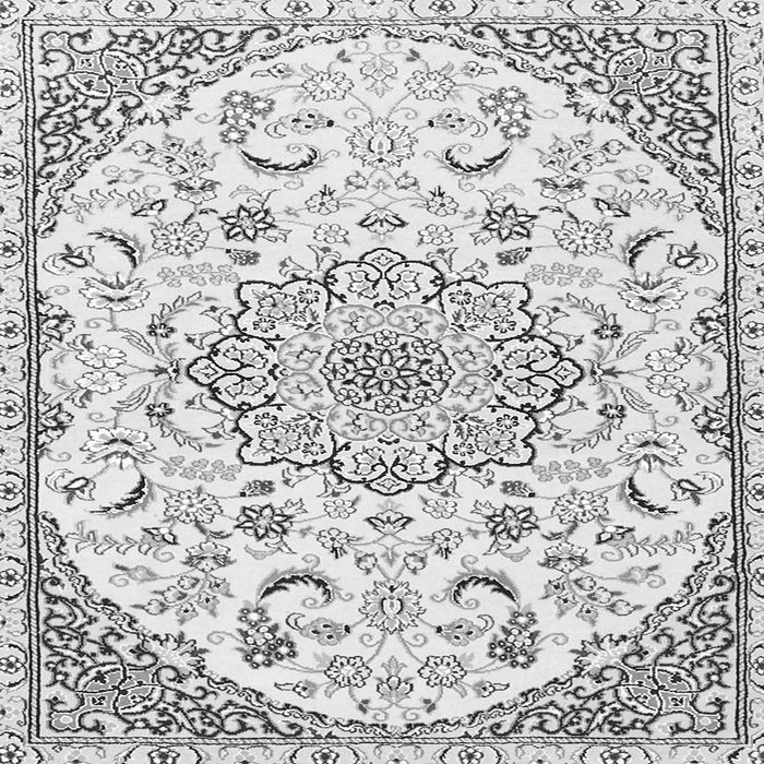 Round Machine Washable Medallion Gray Traditional Rug, wshtr1472gry