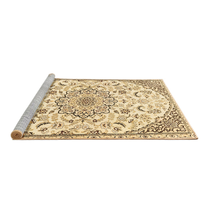 Sideview of Machine Washable Medallion Brown Traditional Rug, wshtr1472brn