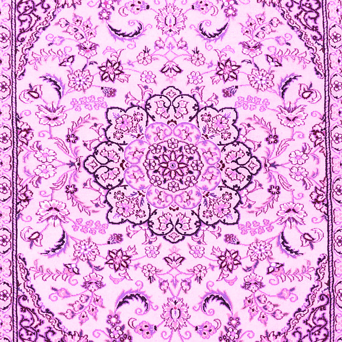 Machine Washable Medallion Pink Traditional Rug, wshtr1472pnk