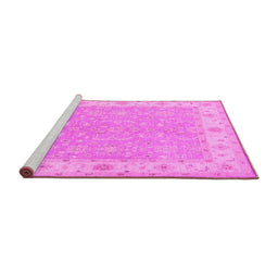 Sideview of Machine Washable Persian Pink Traditional Rug, wshtr1473pnk