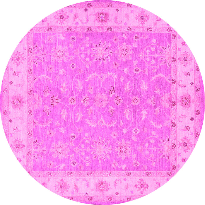 Round Machine Washable Persian Pink Traditional Rug, wshtr1473pnk