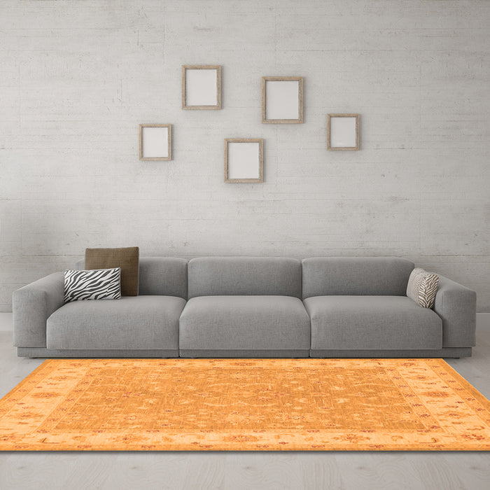 Machine Washable Persian Orange Traditional Area Rugs in a Living Room, wshtr1473org